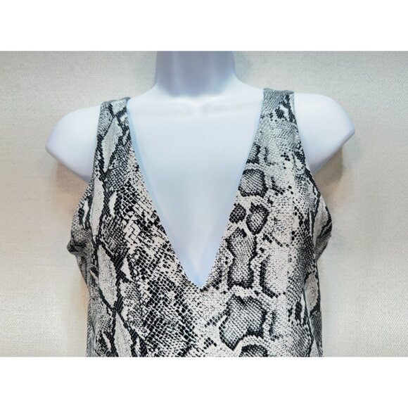 Lulus Womens Wildlife Black and White Snake Print Bodysuit Size L Sexy Chic - Picture 6 of 13